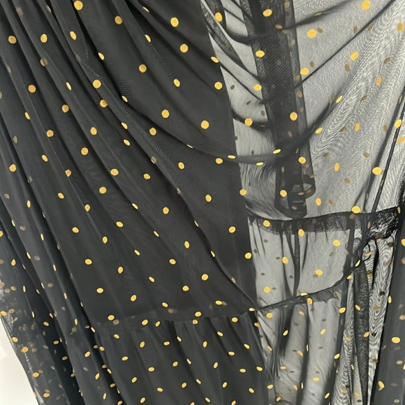 Lace & Beads Roman Lola Polka Dot Midi Dress in Black Gold Size 10 - Picture 7 of 12